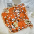 Vintage Franse oranje zijden sjaal met bloemenprint, elegante haaraccessoire en hoofddoek. - Vierkante Sjaal 13