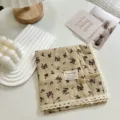 Sciarpa quadrata in cotone floreale stile coreano con pizzo, foulard chic e fascia per capelli. - Fazzoletti da taschino - 9