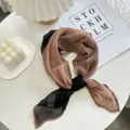 Two-tone pleated small square scarf, thin soft versatile neckerchief headscarf for women. - Scarf 3