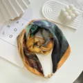 Spring summer new cut flower square scarf fashion magnetic buckle thin sun shawl versatile - Scarf-11