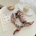 Pequeño pañuelo cuadrado de algodón floral retro coreano, bufanda o diadema versátil. - Pañuelo 10