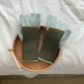 Colorblock knit gloves for winter, stylish long cuff warm touch screen gloves for couples - One Size / Cyan