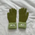 Green knit gloves women winter warm thick plush cuff fuzzy mittens stylish outdoor riding wear. - One Size / Grass Green