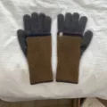 Unisex color block knitted long warm gloves for winter outdoor cycling and daily wear. - One Size / Dark Grey Coffee