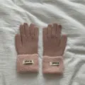Winter warm knitted gloves for women, solid color thickened fleece cuffed gloves. - One Size / Light Pink