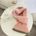 Écharpe en tricot rose confortable avec ourlet contrasté gris, écharpe d'hiver douce. - Rose