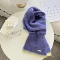 Elegante echarpe en maille bloquee violette pour femme, echarpe d'hiver chaude et douce. - Violet