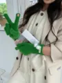 Groene gebreide wollen handschoenen voor dames winter warm schattige pompon mode. - Heldergroen