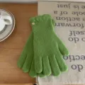 Women winter green knitted warm gloves solid color stylish cute wool gloves autumn gear fashion - 23cm x 8cm / Grass Green