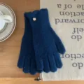 Gants en tricot chaud d'hiver pour femmes couleur unie poignets à volants mitaines douillettes - 23cm x 8cm / Bleu Roi