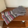 Gestreifte Damen Langarm-Strickhandschuhe, gemütliche warme Winterhandschuhe mit Bündchen. - Einheitsgröße / Grau