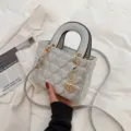Graue gesteppte Herz Handtasche mit Henkel und Umhängegurt, schicke Alltag Schultertasche. - L / Silber