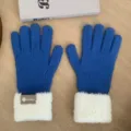 Women winter thick warm knit gloves with plush fleece cuffs blue stylish everyday wear - One Size / Blue