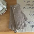 Warm winter knitted gloves solid color women fashion thermal daily wear cozy knit mittens - 23cm x 8cm / Khaki
