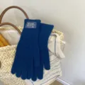 Winter cute knitted long gloves for women, warm full-finger thermal gloves, cozy wear. - Blue