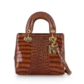 Elegant brown crocodile pattern handbag for women, versatile top handle crossbody bag stylish. - Dark Brown