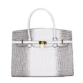 Weißer Farbverlauf Kroko Muster Handtasche Pendler Shopper elegante Damen Umhängetasche - Weiß