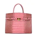 Rosa Gradient Krokodil Muster Handtasche mit Goldschloss stilvolle Pendler Tasche fuer Damen - Rosa