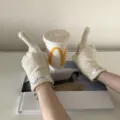 Guantes de invierno de punto sólido minimalista para mujer con etiqueta elegante. - Blanco Roto