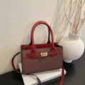 Donne Moda Colore A Contrasto Borsa Chic Motivo Tweed Borsa A Tracolla Elegante - Rosso