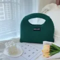 Dunkelgrüne geflochtene Handtasche, minimalistische Freizeittasche für Damen im Alltag. - S / Dunkelgrün