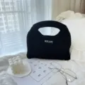Bolso de mano negro de punto minimalista, bolso tote casual para uso diario, estudiantes y trabajo. - S / Negro