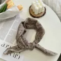 Vintage floral polka dot headband cotton linen scarf retro small square head wrap decor - 02#-Pear Blossom / 58cm x 58cm