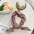 Retro floral hair band and cotton linen square scarf for women, elegant vintage hair accessories. - 03#-Daisy Red / 58cm x 58cm