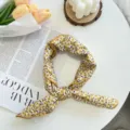 Floral print cotton linen hair band square scarf detail view retro style yellow head wrap. - 04#-Daisy Yellow / 58cm x 58cm