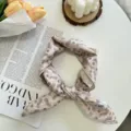 Retro floral cotton linen square scarf detail view, elegant hair band or neck scarf design. - 06#-Dots Paisley / 58cm x 58cm