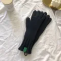 Winter knitted touchscreen gloves warm solid color thermal gloves for women daily wear - One Size(30cmX8cm) / Navy Blue