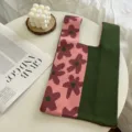 Stylish knitted tote bag for women, color block floral design, casual daily shoulder handbag. - One Size (20cmX35cm) / Pink and Green Floral