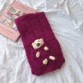 Écharpe en tricot d'hiver confortable avec adorable détail de peluche d'ourson, chaude et élégante. - Rose Bonbon / Taille Unique (160cmX20cm)