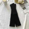 Winter black knitted fingerless gloves warm wool arm warmers for women writing students. - One Size / Black (XTB00174)