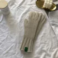 Women winter warm knit gloves in solid beige color with cozy ribbed texture for daily wear. - One Size(30cmX8cm) / Light Khaki