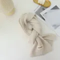 Women minimalist solid knit winter scarf cozy warm thick fashion cute style daily wear chic item - White