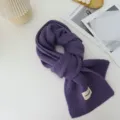 Gros plan sur une écharpe en tricot violette confortable avec étiquette pour l'hiver. - 10#-Violet