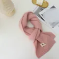 Détail d'écharpe en tricot rose confortable, accessoire de mode hivernal doux gros plan - Rose