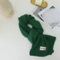 Écharpe en tricot d'hiver unie pour femme, accessoire de cou chaud épais et tendance - Vert