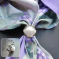 Elegant pearl scarf ring metal buckle hijab clip shawl fastener fashion accessory - Large Pearl Style / Silver