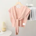 Pink knitted small shawl fake collar, stylish solid color sweater wrap for women fashion. - Lotus root pink