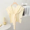 Light yellow knitted small shawl, women's spring and autumn thin fake collar shoulder cape. - Off White