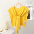 Einfarbiges Strick Fake-Kragen Tuch für Damen, vielseitige Übergangsmode Oberbekleidung. - Orange & Gelb