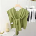 Grüner Strick Schal Fake Kragen Frühling Herbst einfarbig stilvolle Damen Kleidung Accessoire weich - Gelbgrün