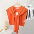 Oranger Strick Schulterwärmer falscher Kragen Pullover Schal Damen Sommer Klimaanlage - Orange