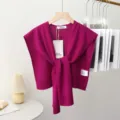 Fuchsiarotes Strick Mini Schultertuch Schalkragen vielseitiges Damen Pullover Accessoire - Fuchsia