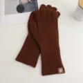 Gemütliche braune Wollstrickhandschuhe für Damen im Winter, warm, einfarbig, Alltagslook. - Einheitsgröße / Hellkaffee
