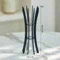Modern minimalist glass hydroponic vase with black metal support stand, elegant tabletop decor. - Small Small Waist Hydroponic Bottle / Black