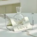 Modern minimalist glass hydroponic vase with metal stand, ideal for desktop and home decor. - LOVE Triangle Round Bottle Hydroponic / White