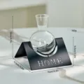 Glass hydroponic vase with black metal stand, modern minimalist desktop plant terrarium - HOME Triangle Round Bottle Hydroponic / Black